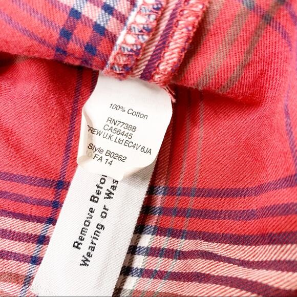 MADEWELL Red Plaid Cotton Button Down Shirt Top - Picture 8 of 8